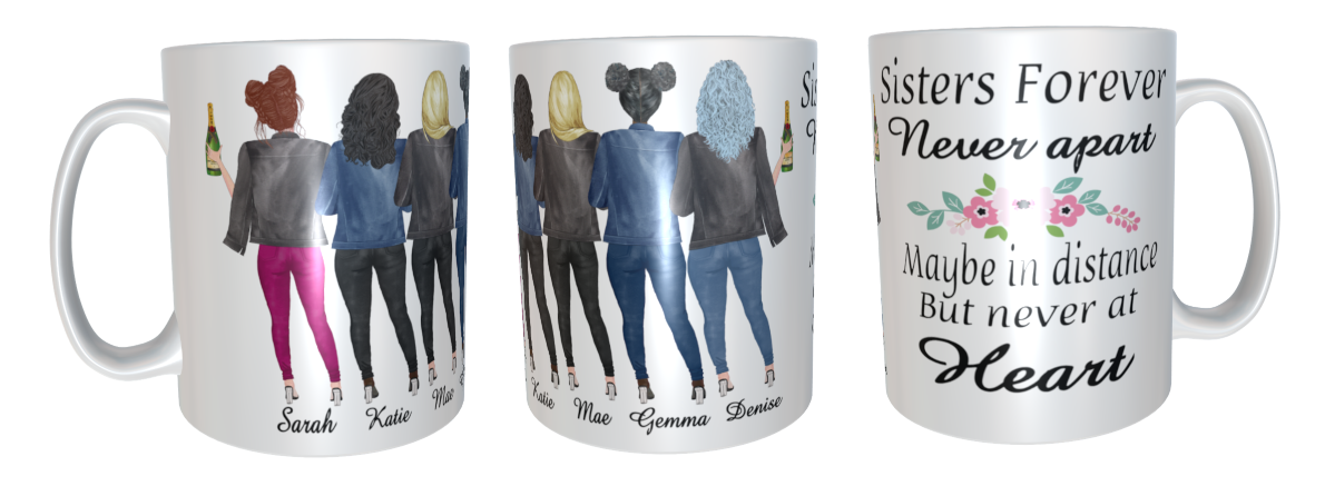 5 Sisters Forever Coffee Mug, Custom Sisters Mug